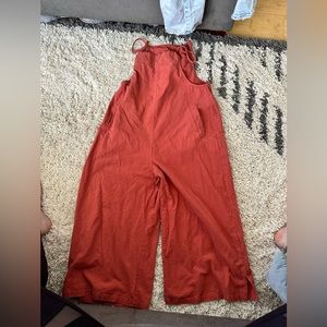 Wide leg linen overalls